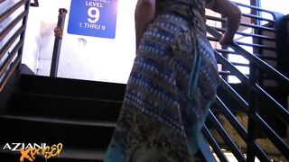 Wicked mother I'd like to fuck cums on the stairwell