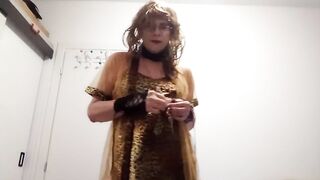 Shemale mother I'd like to fuck shows off and performs striptease in her fresh underware and spruce sandals