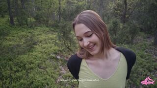 Hot nymphomaniac in the forest made me cum in her throat