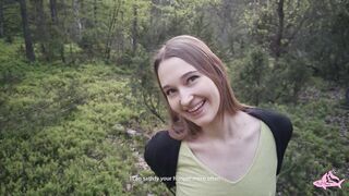 Hot nymphomaniac in the forest made me cum in her throat