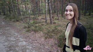 Hot nymphomaniac in the forest made me cum in her throat