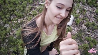 Hot nymphomaniac in the forest made me cum in her throat