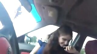 lesbian fun in car