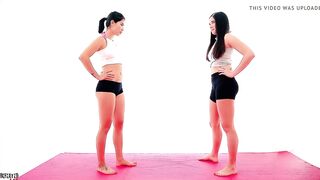 Asian vs Brunette Bikini Catfight Femdom Scissorhold