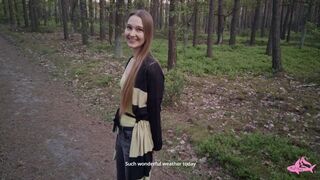 Hot nymphomaniac in the forest made me cum in her throat