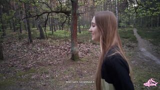 Hot nymphomaniac in the forest made me cum in her throat