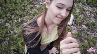 Hot nymphomaniac in the forest made me cum in her throat