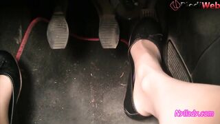 Nyllady's Revving in Ebony Ballet Flats and In nature's garb Sheer Hose