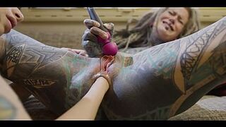 Vintage Van Screw Inked Hotty DESTROYS Her Butt with Huge Toy