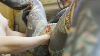 Vintage Van Screw Inked Hotty DESTROYS Her Butt with Huge Toy