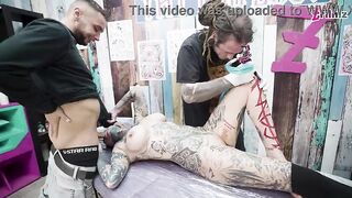 Breathtaking Tattoo Playgirl with Large Titties enjoys ANAL bang whilst getting a Tattoo - ATM&Gaping