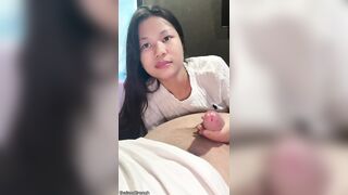 A charming eighteen-year-old Oriental woman gets drilled by a large white weenie and receives jizz on her face.