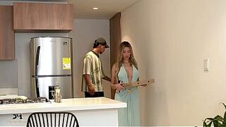 Sexy Blond Pays Pizza Delivery Man with Her Twat - Danner Mendez & Ambar Prada