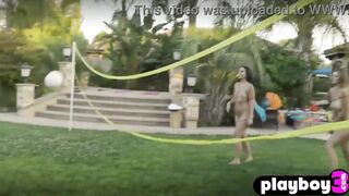 Hawt large titties mother I'd like to fuck and sexy hotties posed jointly and undressed astounding bodies during car wash and models liked it