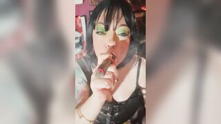 Leather & A Thick Cigar! Tina Snua Smokes A Cigar - Drifting Smoke Hose