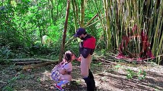 Outdoor Tease Plaid Petticoat Chick Deepthroat and Throat Creampie