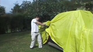 Trans woman booty drilling large schlong sucking in the garden...cum in throat