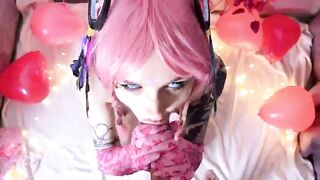POV oral-sex, cosplay angel, nude feet