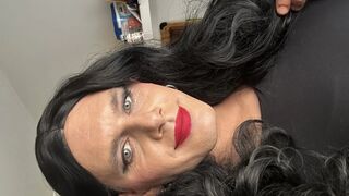 The hottest Massive Titty Transsexual blows her thick load And licks it up