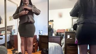 Ebony Honey Danae in a Super Small Mini Petticoat Rubbing Her Snatch