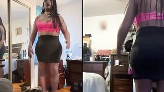Ebony Honey Danae in a Super Small Mini Petticoat Rubbing Her Snatch