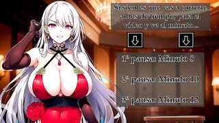 Instructions for masturbating with a deranged headmistress. JOI comics in Spanish.