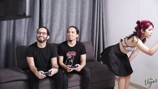 Lil latin chick Cindy Luna gets double permeated! One shlong is not ever sufficiently for her! Axl Rey and Will Veg