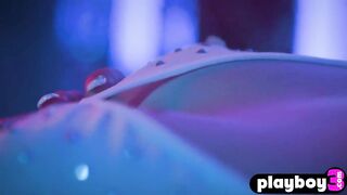 Excellent blond hottie disclosed hawt body after striptease for the Playboy