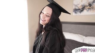 Cutie next door gets grad gift from step-daddy