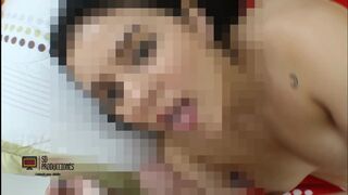 Hermanastra pidió un masaje y termino con sexo duro y el goo en sus tetas perfectas