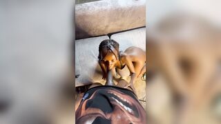 Thick Black Doxies Creamy Vagina Banged by Large Rod