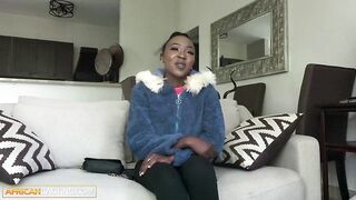 Small 18yo Ebony Angel Begins Shy Then Goes Wild In Homemade Casting
