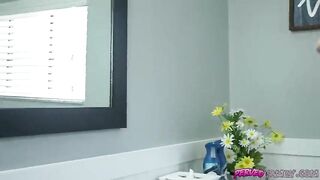 When Kylie desires to show off her fresh outfit to her stepdad, it turns out that babe didn't put on pants and this chab got a glimpse of her cunt! Whoops!