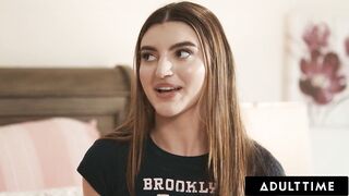 ADULT TIME - Sex Junkie Honey Julia James SQUIRTS On Stepdad By Accident During Sneaky Masturbation