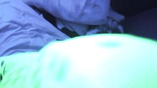 Rosey gives head and gets drilled below the ebony lights, then gets giant facial at the end