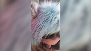 Sloppy oral job with my ally. Deepthroat and cum in throat