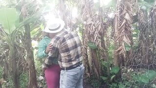 Blond Colombian peasant is drilled by her boss on the farm