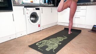 Bare Kitchen Yoga with View of My Flawless Butt