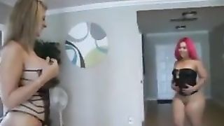 Ebony fucks hot blonde with a strap on Black Market