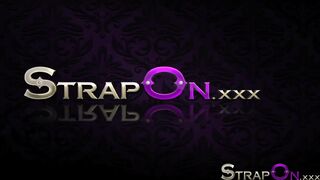 StrapOn Two lesbians with natural boobs satify each other