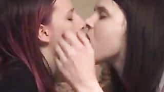 long tounged lesbos deep passionate kissing
