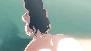 Nico robin gets drilled in the beach