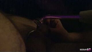 Older train Redhead slim Teen at Femdom SADOMASOCHISM Session with Serf give him Tugjob and let eat own cum