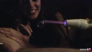 Older train Redhead slim Teen at Femdom SADOMASOCHISM Session with Serf give him Tugjob and let eat own cum