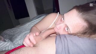 Older Spanish woman wakes up wanting milk, cum in her throat