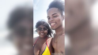 Sex on the beach with a cute stranger, this babe lets me cum in her snatch