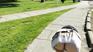 Outdoor Mini Petticoat No Pantie with Anal Plug