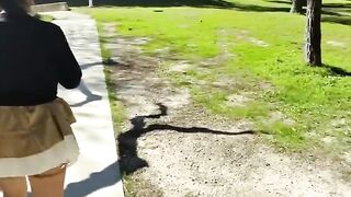 Outdoor Mini Petticoat No Pantie with Anal Plug