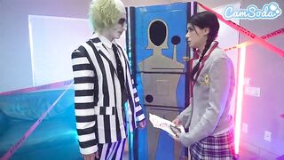 Beetlejuice Has an Epic Cosplay Trio With Wednesday Addams and Large Melons Stepmom