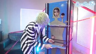 Beetlejuice Has an Epic Cosplay Trio With Wednesday Addams and Large Melons Stepmom